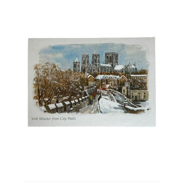 Vtg Souvenir Note Card Reproduction WH Constantine Watercolour York Minster SEE - Picture 2 of 3